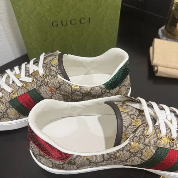 Gucci Ace GG Supreme Bees Sneaker Brown Multi 12.5 - Picture 5 of 8